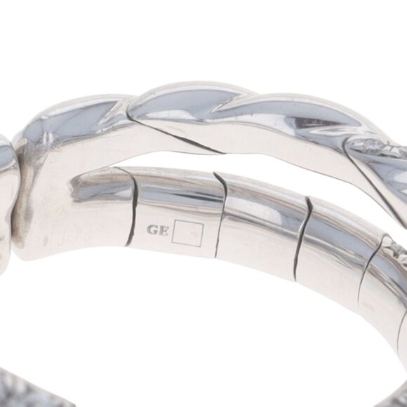 David Yurman Sculpted Cable Pave Flex 2-Row Diamond Band White Gold 18k Ring SZ6 - Picture 6 of 7